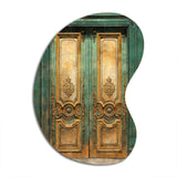 Old Wooden Door With Carvings in Paris, France VI - Asymmetric Metal Wall Art