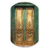 Old Wooden Door With Carvings in Paris, France VI - Asymmetric Metal Wall Art