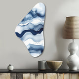 Abstract Classic Blue Waves III - Asymmetric Metal Wall Art