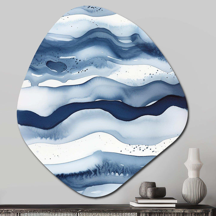 Abstract Classic Blue Waves III - Asymmetric Metal Wall Art