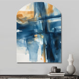 Blue and Gold Fusion VIII - Asymmetric Metal Wall Art