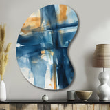 Blue and Gold Fusion VIII - Asymmetric Metal Wall Art