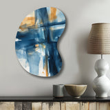 Blue and Gold Fusion VIII - Asymmetric Metal Wall Art