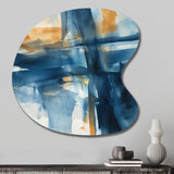 Blue and Gold Fusion VIII - Asymmetric Metal Wall Art