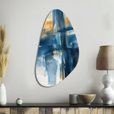 Blue and Gold Fusion VIII - Asymmetric Metal Wall Art