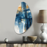 Blue and Gold Fusion VIII - Asymmetric Metal Wall Art