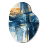 Blue and Gold Fusion VIII - Asymmetric Metal Wall Art