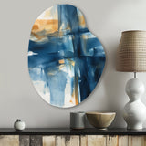 Blue and Gold Fusion VIII - Asymmetric Metal Wall Art