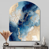 Blue and Gold Marble Clouds VIII - Asymmetric Metal Wall Art