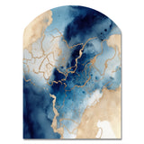 Blue and Gold Marble Clouds VIII - Asymmetric Metal Wall Art