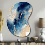 Blue and Gold Marble Clouds VIII - Asymmetric Metal Wall Art