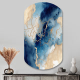 Blue and Gold Marble Clouds VIII - Asymmetric Metal Wall Art