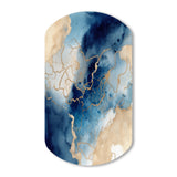 Blue and Gold Marble Clouds VIII - Asymmetric Metal Wall Art