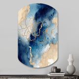 Blue and Gold Marble Clouds VIII - Asymmetric Metal Wall Art