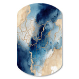 Blue and Gold Marble Clouds VIII - Asymmetric Metal Wall Art