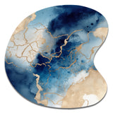 Blue and Gold Marble Clouds VIII - Asymmetric Metal Wall Art