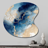 Blue and Gold Marble Clouds VIII - Asymmetric Metal Wall Art