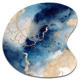 Blue and Gold Marble Clouds VIII - Asymmetric Metal Wall Art