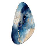 Blue and Gold Marble Clouds VIII - Asymmetric Metal Wall Art