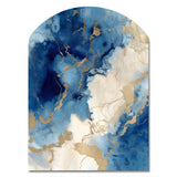 Blue and Gold Marble Clouds X - Asymmetric Metal Wall Art