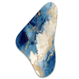 Blue and Gold Marble Clouds X - Asymmetric Metal Wall Art