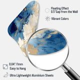 Blue and Gold Marble Clouds X - Asymmetric Metal Wall Art