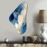 Blue and Gold Marble Clouds X - Asymmetric Metal Wall Art