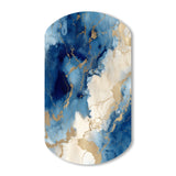 Blue and Gold Marble Clouds X - Asymmetric Metal Wall Art