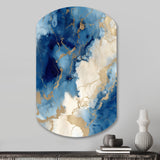 Blue and Gold Marble Clouds X - Asymmetric Metal Wall Art