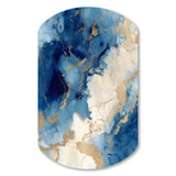 Blue and Gold Marble Clouds X - Asymmetric Metal Wall Art