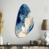 Blue and Gold Marble Clouds X - Asymmetric Metal Wall Art