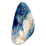 Blue and Gold Marble Clouds X - Asymmetric Metal Wall Art