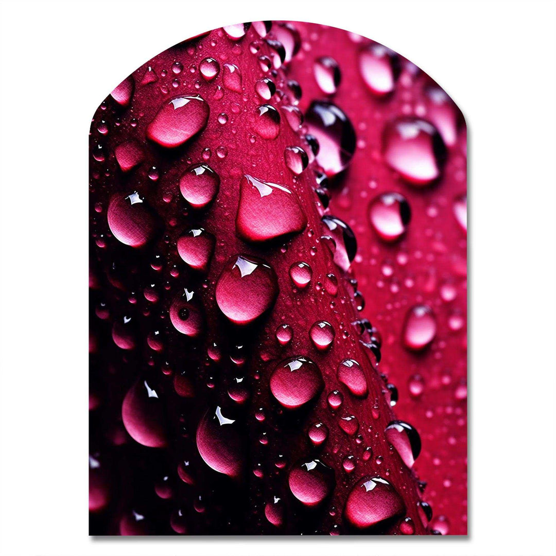 Red Rose with Raindrops XVIII - Asymmetric Metal Wall Art