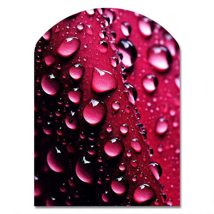 Red Rose with Raindrops XVIII - Asymmetric Metal Wall Art