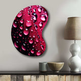 Red Rose with Raindrops XVIII - Asymmetric Metal Wall Art