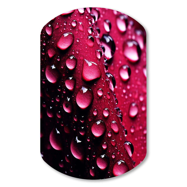 Red Rose with Raindrops XVIII - Asymmetric Metal Wall Art