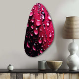 Red Rose with Raindrops XVIII - Asymmetric Metal Wall Art