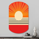 Minimal Geometric Orange Bold Sunset VI - Asymmetric Metal Wall Art