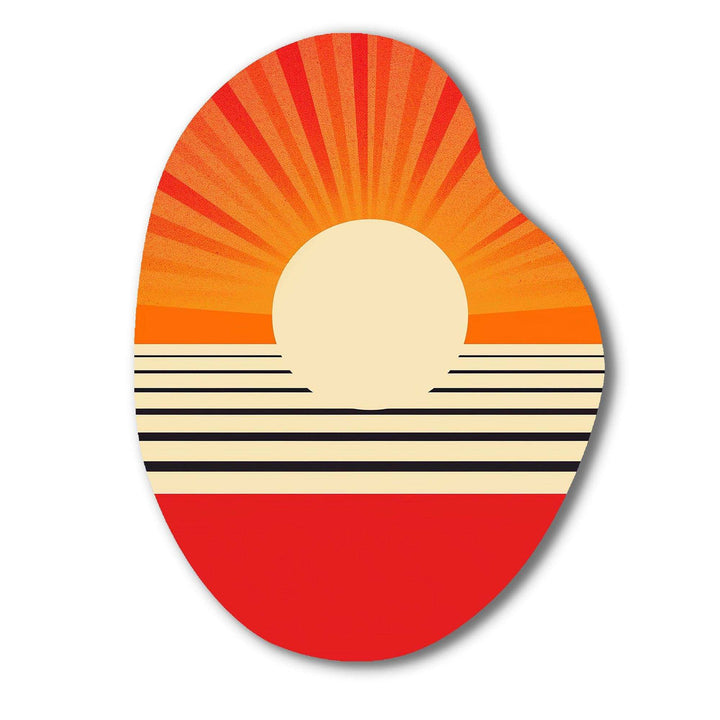 Minimal Geometric Orange Bold Sunset VI - Asymmetric Metal Wall Art