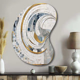 Grey and Yellow Mosaic II - Asymmetric Metal Wall Art