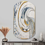 Grey and Yellow Mosaic II - Asymmetric Metal Wall Art