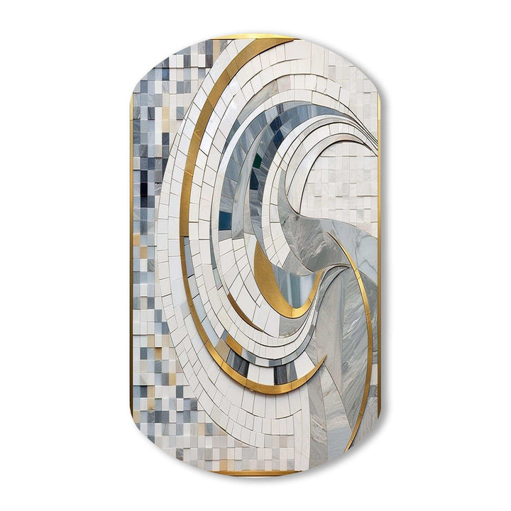 Grey and Yellow Mosaic II - Asymmetric Metal Wall Art