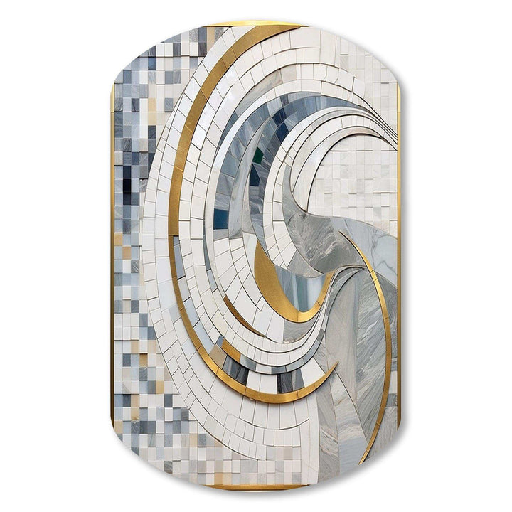 Grey and Yellow Mosaic II - Asymmetric Metal Wall Art