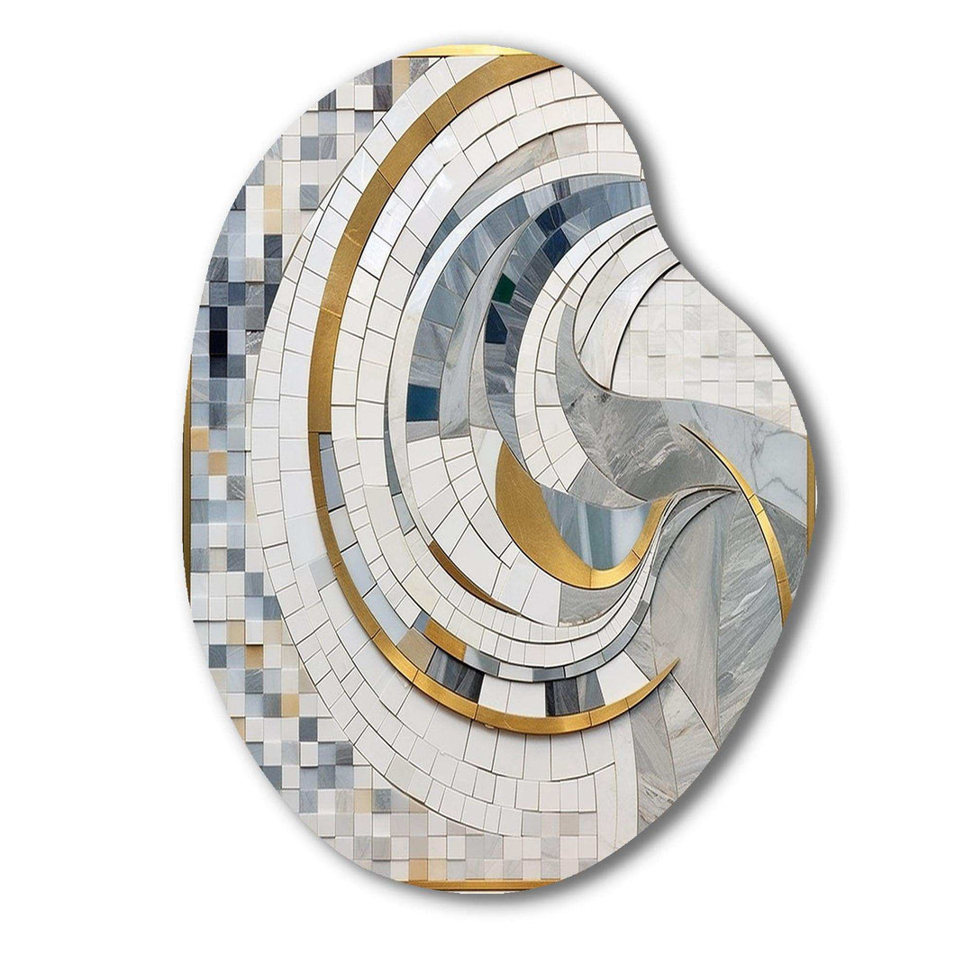 Grey and Yellow Mosaic II - Asymmetric Metal Wall Art