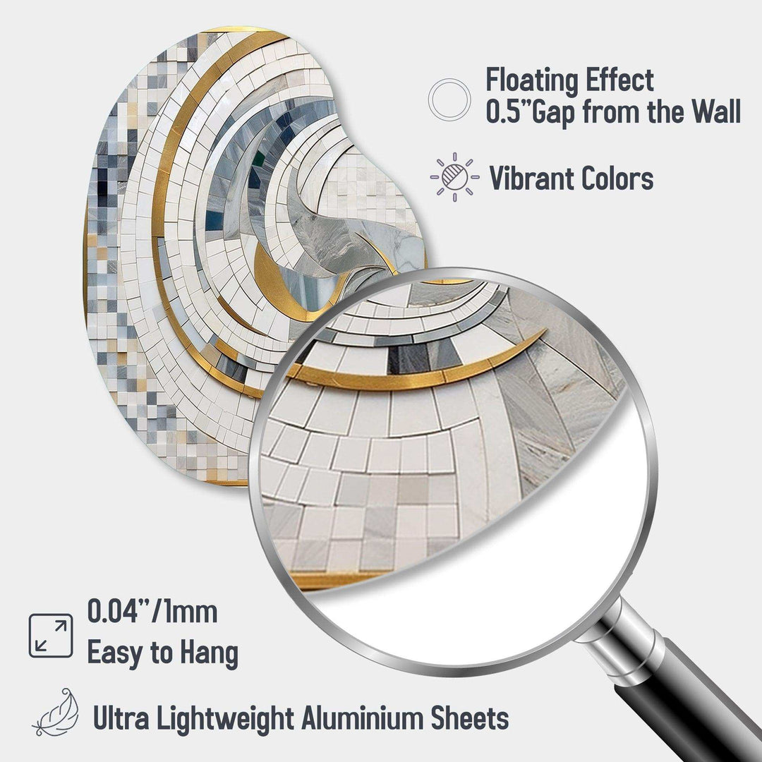 Grey and Yellow Mosaic II - Asymmetric Metal Wall Art