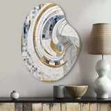 Grey and Yellow Mosaic II - Asymmetric Metal Wall Art