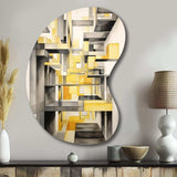 Yellow and Grey Intersecting Realities II - Asymmetric Metal Wall Art