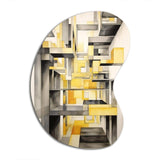 Yellow and Grey Intersecting Realities II - Asymmetric Metal Wall Art