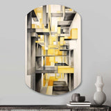 Yellow and Grey Intersecting Realities II - Asymmetric Metal Wall Art