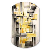 Yellow and Grey Intersecting Realities II - Asymmetric Metal Wall Art